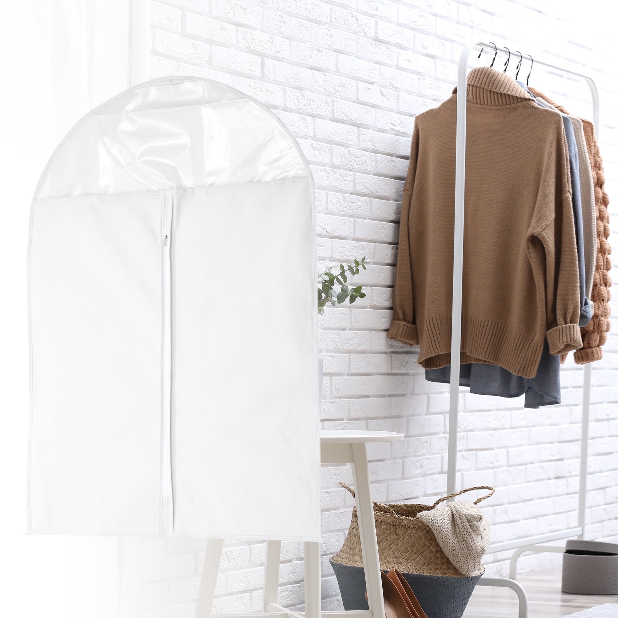 Unique Bargains 3 Pcs Dustproof Thickened Garment Bag White 35.43"x23.62"
