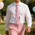 thumbnail image 3 of Mens Pink Necktie Celestial Star And Moon Chain Ties For Men Classic Tie outfits for women, 3 of 7