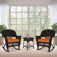 thumbnail image 3 of Jeco 3pc Wicker Rocker Chair Set in Espresso with Orange Cushion, 3 of 11