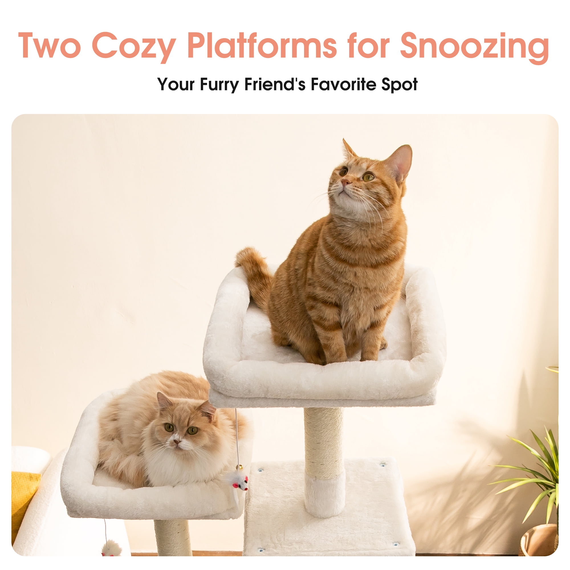 MWPO 70.1-in Multilevel Cat Tree Tower with Condo, Perch and Scratching Post, Beige