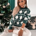 thumbnail image 3 of Chandail de Noël pour Femmes Col Rond Blouse Mi-Longue Fermeture Extérieure Imprimé Cardigan Chaud Moelleux Décontracté Tricot Torsadé Mode Chandail, 3 of 7