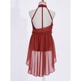 thumbnail image 6 of RUNQHUI Kids Girls Ruched Chiffon Bodice Lyrical Dance Dress Latin Jazz Dancing Dress Burgundy 10, 6 of 7
