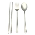 thumbnail image 1 of Batería de Cocina Juego de vajilla de acero inoxidable de 4 piezas Cuchara Tenedor Palillos Regalos (Plata) Likrtyny Libre de BPA, 1 of 5