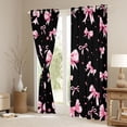 thumbnail image 4 of Homewish Modern Fashion Bowknot Black Out Curtains for Kids, Black Pink Bow-tie Curtains Pack of 2 (42x63 Each), Princess Style Bedroom Curtains, Window Curtains Decor, 4 of 7