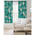 thumbnail image 2 of Turquoise Ombre Blackout Curtains, Light Blocking Print Window Curtains, Modern Abstract Art Geometric Rhombus Thermal Insulated Window Drapes for Living Room Kitchen Cafe 2 Panels, 104"W x 52"L, 2 of 9