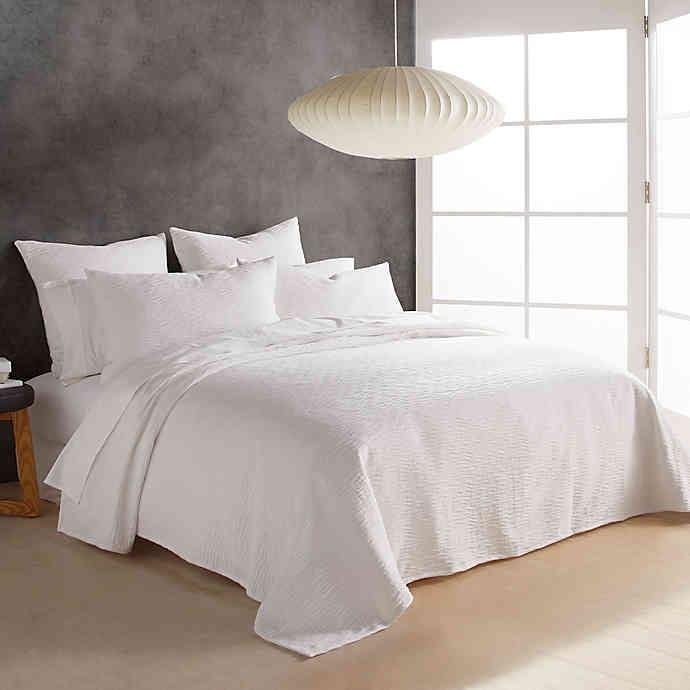 DKNY Stonewashed Matelasse Queen Coverlet in White