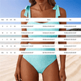 thumbnail image 3 of QURATI Swimwear Womens Bikini Sets 2 Piece Striped Swimsuits Tie Bow Shoulder High Waisted Summer Beach Bathing Suits Sky Blue M, 3 of 8