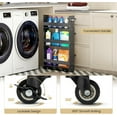 thumbnail image 5 of CRXX Small Kitchen Cart, 4-Tier Slim Rolling Island w/Handle, Laundry Room Storage Organizers Between Washer and Dryer, Narrow Spice Rack on Wheels Next to Fridge (Gray, 5''), 5 of 18