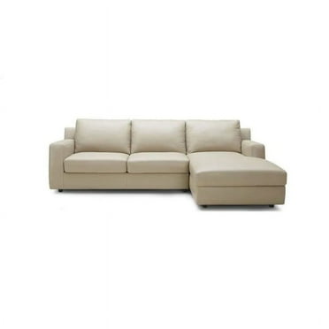 Jenny Beige Leather Sectional Sleeper With Storage in Chaise, Left Hand Facing