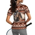thumbnail image 2 of COEQINE Women Short Sleeve Golf Shirts Quick Dry Fit V Neck 1/4 Zip Golf Tops Horse American Tribal Print Moisture Wicking Soft Polo Shirts Workout Lightweight Tennis Activewear, XL, 2 of 7