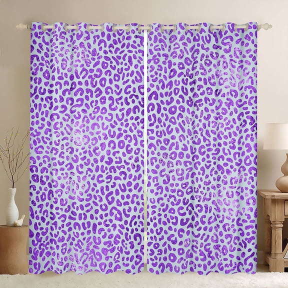 Erosebridal Purple Cheetah Print Black Out Curtains,Leopard Animal Texture Pattern Curtains Pack of 2 (42x63 Each) For Girls Kids