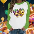 thumbnail image 1 of Xuyuer Mardi Gras Shirts for Women Shirt Funny Mask Graphic Tee Carnival Long Sleeve Shirt V Neck Top, 1 of 6