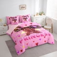 thumbnail image 2 of Castle Fairy Black Kawaii Princess Twin Bedding 7-Piece,Angel Heart Print Bedding Comforter Set,Pink,Pink Reversible, 2 of 7