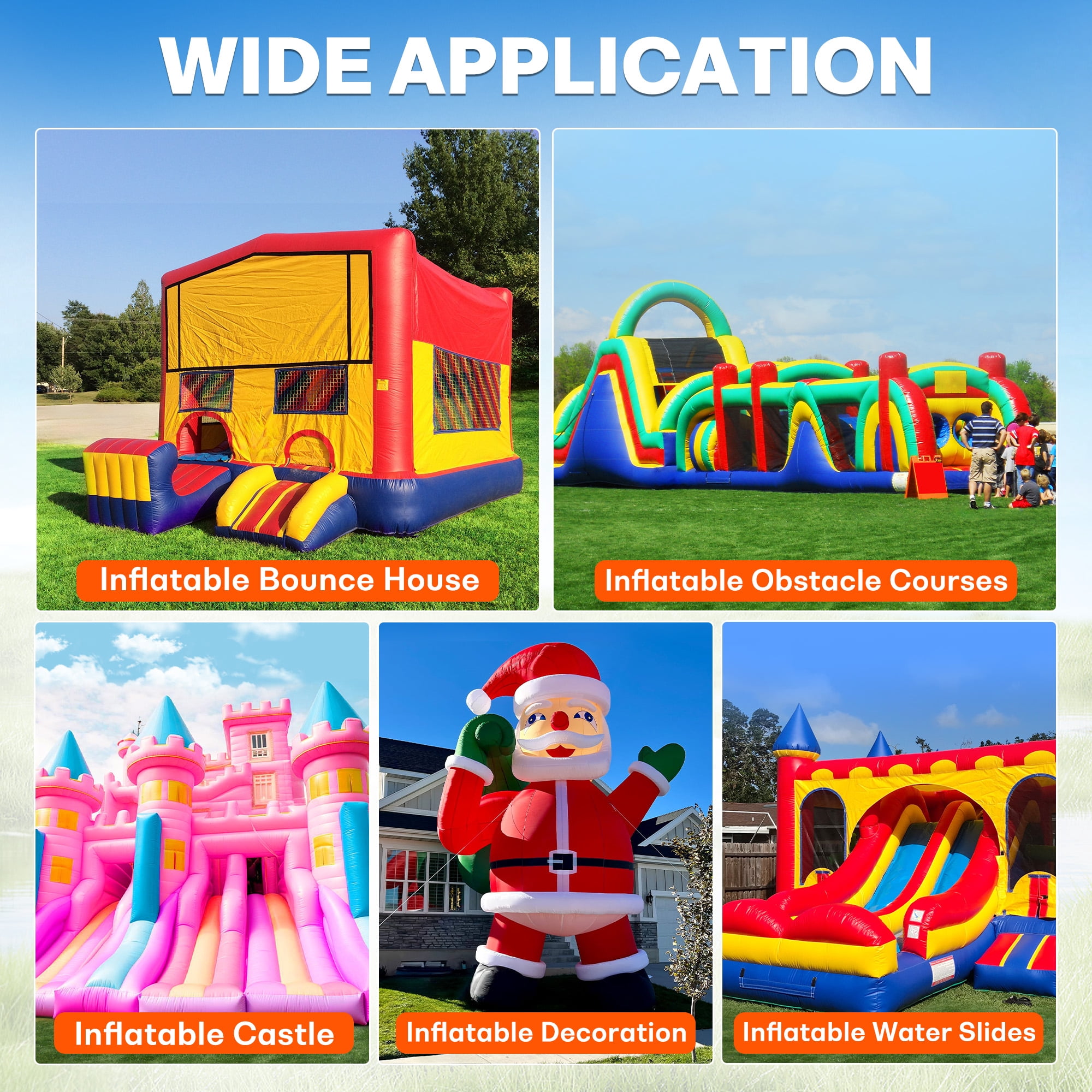 1500W 2HP Inflatable Bounce House Blower Air Blower for Inflatable Castle, Water Slides Air Sofas