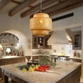 thumbnail image 3 of ZXNYH Rattan Pendant Lights, Large Wicker Chandelier Hand-Woven Boho Pendant Light Rattan Basket Hanging Light for Dining Room Kitchen Island Living Room, 3 of 7