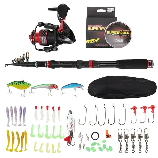 Fishing Rod And Reel Combo Set With Red And Black Carbon Fishing Rod  Fishing Pole Kit For Saltwater Freshwater 