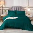 thumbnail image 5 of 1 Piece Luxury Vintage Ruffle Pattern Comforter By D.N.G. BEDDINGS Premium Super Soft, All Season, 800 Thread Count 100% Egyptian Cotton King/California King Size Teal Color, 5 of 8