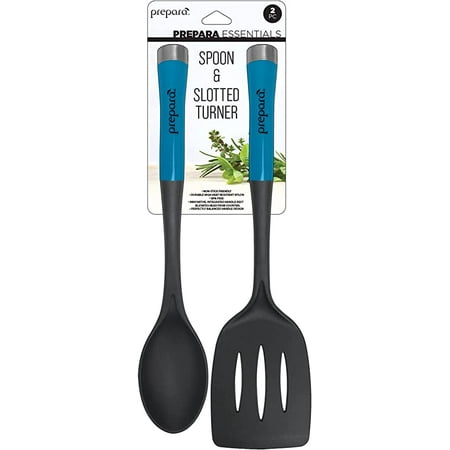 

Prepara Solid Spoon and Slotted Turner Kitchen Tool Set - Light Blue Nylon