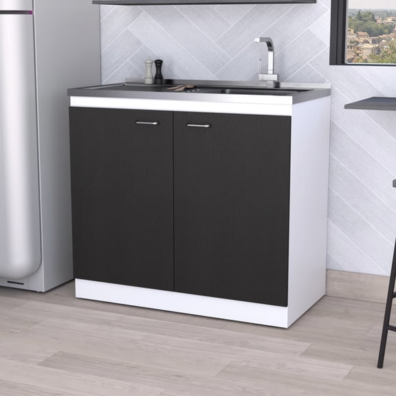 Dark Walnut 2-door Kitchen Sink Cabinet - Enhancing Appeal Bathroom Versatile Storage Option