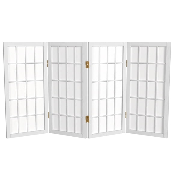 2 ft. Tall Desktop Window Pane Shoji Screen - White - 4 Panels