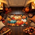 thumbnail image 3 of syligr Pumpkin Maple Leave Fall Rugs for Outdoor Front Door, Halloween Doormat for Indoor Entryway Kitchen, Autumn Harvest Welcome Floor Mat for Home, Thanksgiving Non-Slip Mat, 16x24 Inch, 3 of 5