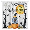 thumbnail image 3 of HVEST Happy Halloween Gnome Shower Curtain, Dead Tree and Gnome with Black Cat under Full Moon Bathroom Shower Curtain Bat with Ghost Polyester Fabric Decor Curtain with Hooks, 72X72 inch, 3 of 7