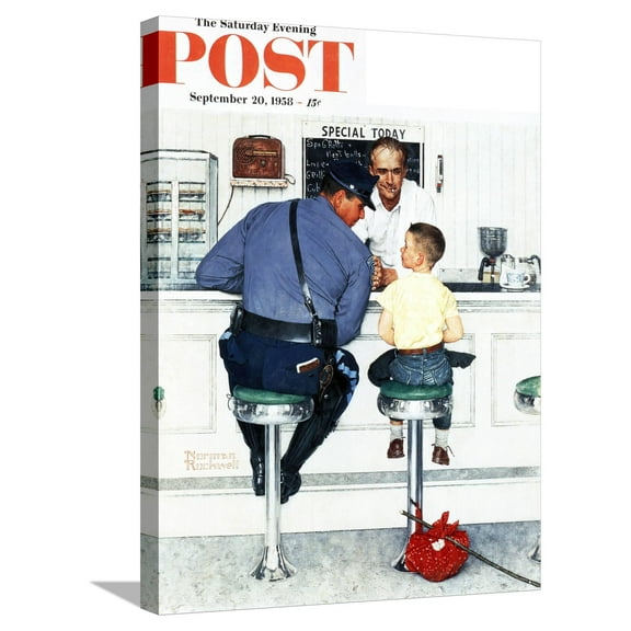 Art.com Runaway Saturday Evening Post Cover, September 20,1958 Stretched Canvas Print Wall Art by Norman Rockwell, 18" x 24"