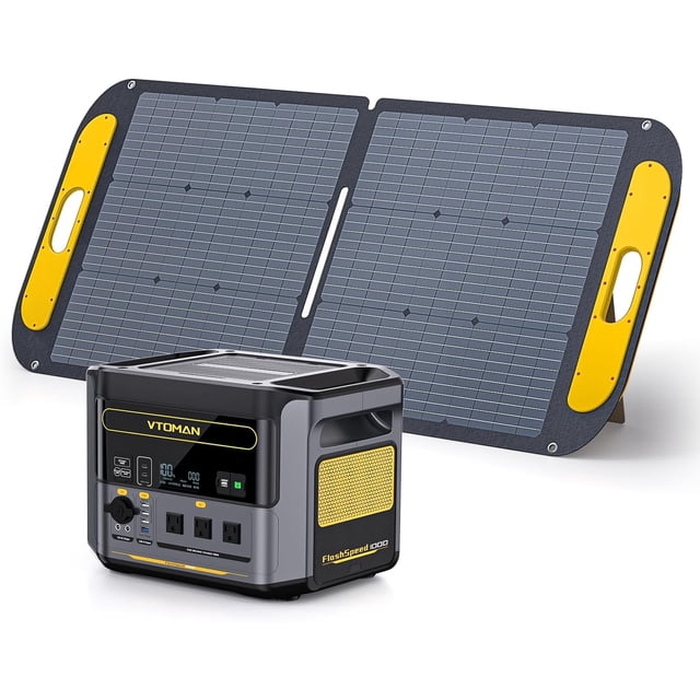 VTOMAN 1000W Portable Power Station&110W Solar Panel-828Wh LiFePO4 Battery Solar Generator,1 Hour Fast Charging 80 % Power Band for Home,RV Camping,Power Outage