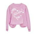 thumbnail image 4 of ibuvkizy Womens Sweatshirts Valentines Day Love Heart Round Neck Printed Sweatshirts Long Sleeved Pullover Top Sweatshirt Pink,S, 4 of 4