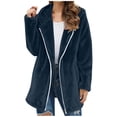 thumbnail image 2 of safuny Womens Zip Up Jacket with Pockets Oversized Long Hoodie Fuzzy Fleece Jackets Winter Warm Coat Navy _e XXL, 2 of 3