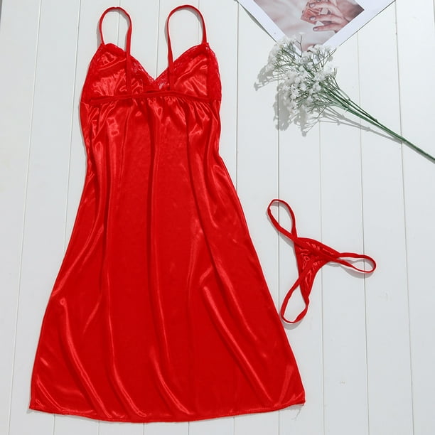 Gibobby Ropa Interior Sexy Picardias de dormir para mujer lenceria vestido de encaje ropa de dormir ropa interior picardias ropa intima Sexy Rojo Talla unica Bodega Aurrera en linea