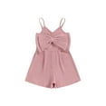 thumbnail image 2 of Musuos Toddler Girl Summer Ribbed Jumpsuit 6M 12M 18M 24M 3Y 4Y Solid Color Cute Bow Sleeveless Romper Shorts Infant Casual Clothes, 2 of 9