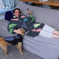 thumbnail image 3 of Wearable Oversized Blanket,Neon Outline Dinosaurs Vibrant Wearable Blanket Hoodie for Adults,Cozy Hooded Blankets with Super Pockets,Super Warm Fuzzy Pullover for Women & Men, 3 of 6