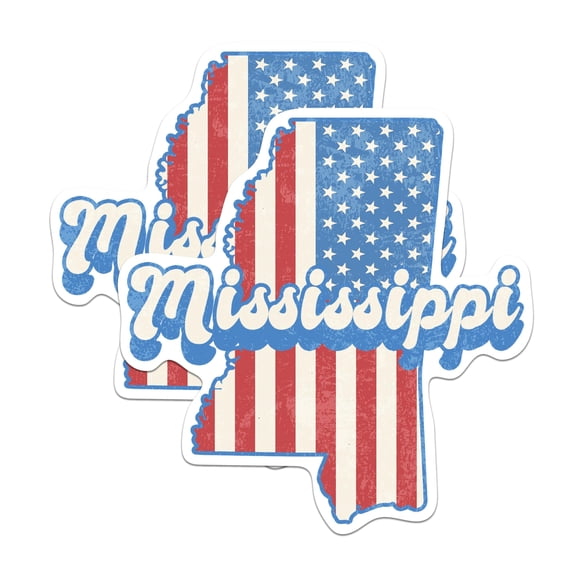 (2 Pack) Mississippi State Outline Magnets - MS State Shape with USA Flag - 5" On Longest Side - Premium Magnet - Choose Your State - for Cars, Refrigerators, Toolboxes - Made in USA - MAG1150