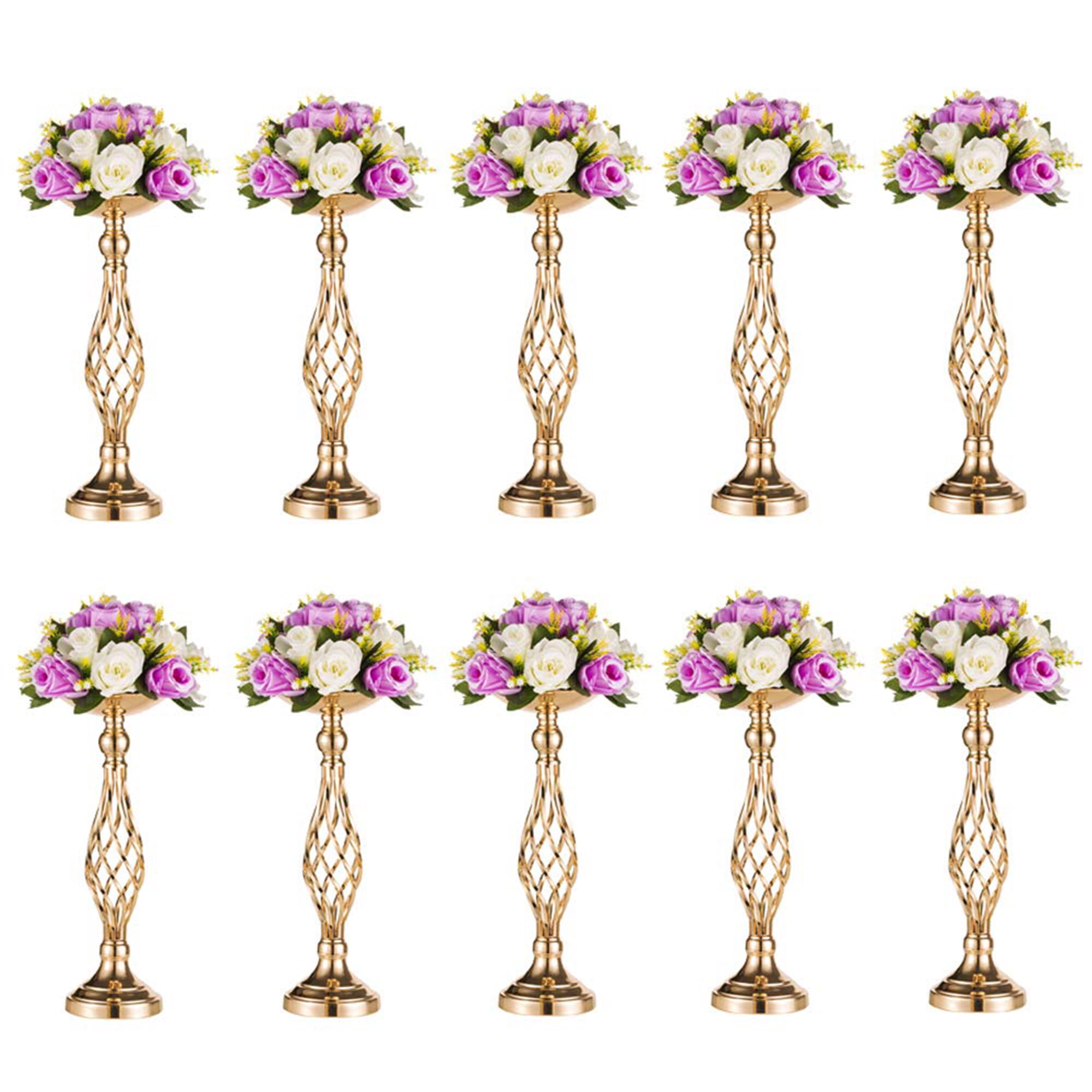 Nuptio Gold Flower Stand for Table Centerpiece 18" Wedding Vase Decorations Set of 10