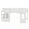 thumbnail image 6 of Low Loft Bed with Stairs, Twin Size Loft Beds with Castle Guardrail and Window, Wooden  Space Saving Loft Bed with Storage, No Box Spring Needed (White), 6 of 8