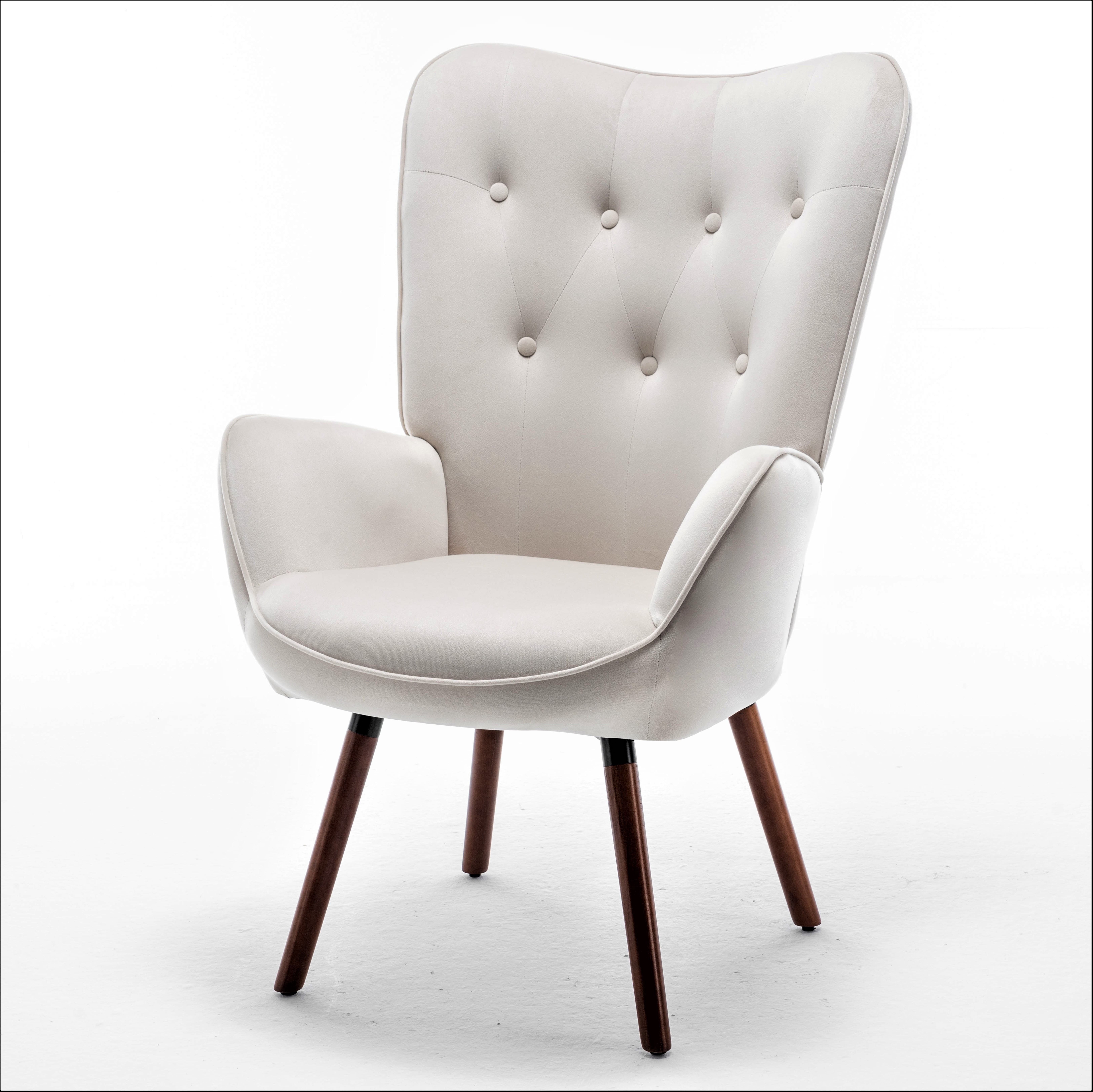 US Pride Furniture Kreedence 26.38" W Microfiber Wing Back Armchair, Ivory