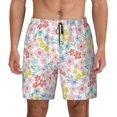 thumbnail image 2 of Picia Retro Floral pattern Mens Swim Trunks with Compression Liner Stretch Beach Shorts Quick Dry with Zipper Pockets No-Chafing Board Shorts-Large, 2 of 9