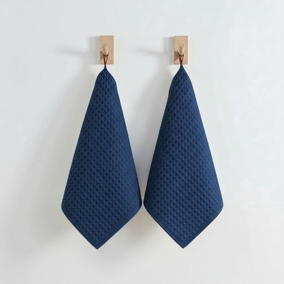 2-Piece Waffle Hand Towels for Bathroom – Cotton Quick Dry Lint Free Face Towels 13” x 29”