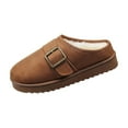 thumbnail image 2 of SUNVIT Womens Brown Fall Winter Slippers - Warm Fleece Lined, Anti-Slip Rubber Sole, Mule Style with Metal Buckle, Indoor Outdoor Comfort for Women,Size 37, 2 of 9