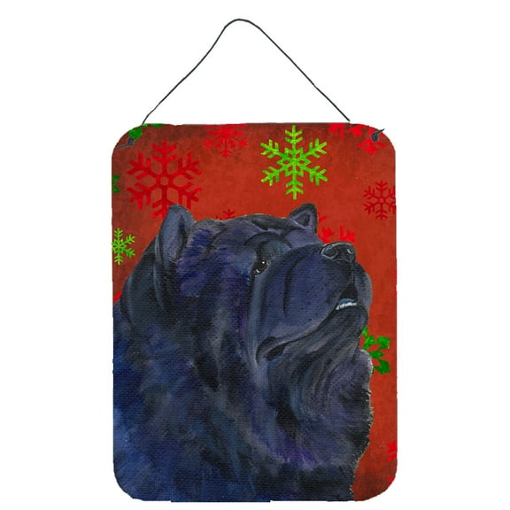 Chow Chow Red Snowflakes Holiday Christmas Wall or Door Hanging Prints