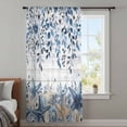 thumbnail image 3 of Blue Coastal Starfish Sheer Curtains 45 Inches Long, Beach Nautical Shell Eucalyptus Wooden Light Filering Curtains, Breathable Simi Curtain Privacy Drapes for Kitchen Bathroom Small Window Treatment, 3 of 9