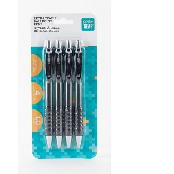 PEN + GEAR PL P+G 4PK BP RT BLK, 1.0MM