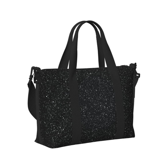 Honeii Black Glitter Print Hand Travel Bag,Travel Duffle Bag, Waterproof Weekender Bag,Carry On Tote Bags,Weekender Tote Bag,for Weekend and Business Travel