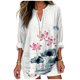 thumbnail image 1 of Top tipo túnica MARSVOVO con cuello en V y estampado de loto rojo para mujer, 1 of 3