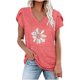 thumbnail image 1 of Blusa informal con estampado de manga corta y cuello en V de verano para mujer con estilo OAVQHLG3B Store  lin121212, 1 of 4