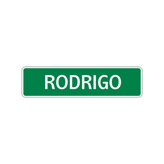 Rodrigo Boys Children Indoor Outdoor Unique Wall Novelty Name Letter Printed Plaque Decoration Label Aluminum Metal Sign 4"x13.5"