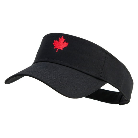 Canada Maple leaf Embroidered Sports Visor - Black OSFM