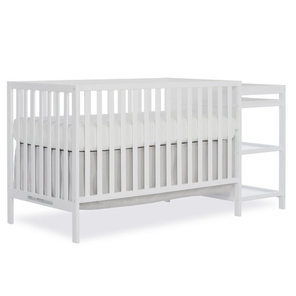 Dream On Me Synergy Convertible Baby Crib and Changer in White with Detachable Changing Table