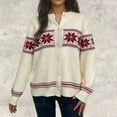 thumbnail image 2 of Womens Ugly Christmas Sweaters Crew Neck Long Sleeve Knitted Coat Button Down Christmas Print Knit Cardigan (Beige M), 2 of 3